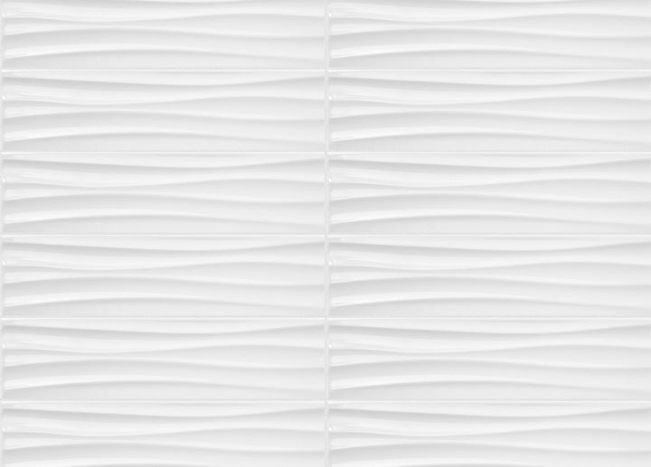 Satori Hudson Brilliant White Motion Glossy 4-in x 16-in Ceramic Wall Tile (0.43-sq ft per Piece)
