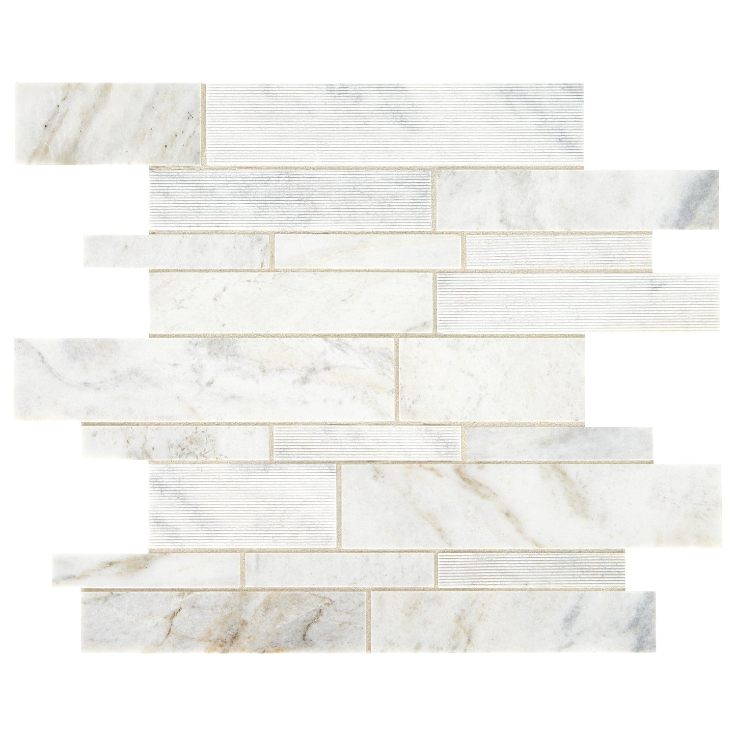 Daltile Genuine Stone White Ember 11-in x 14-in Multi-finish Natural stone Marble Marble look Multi-shaped Mosaic Floor and Wall Tile product image