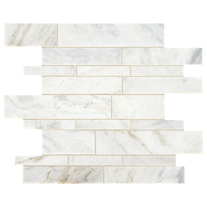 Daltile Genuine Stone White Ember 11-in x 14-in Multi-finish Natural stone Marble Marble look Multi-shaped Mosaic Floor and Wall Tile product image