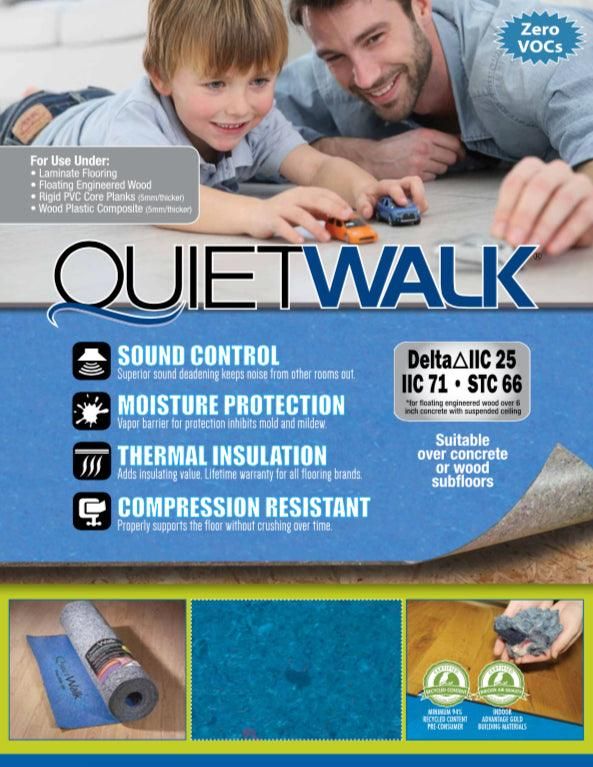 MP Global Products QuietWalk 100 Sq Ft Acoustical Underlayment with Built-in Vapor Barrier for Laminate Flooring