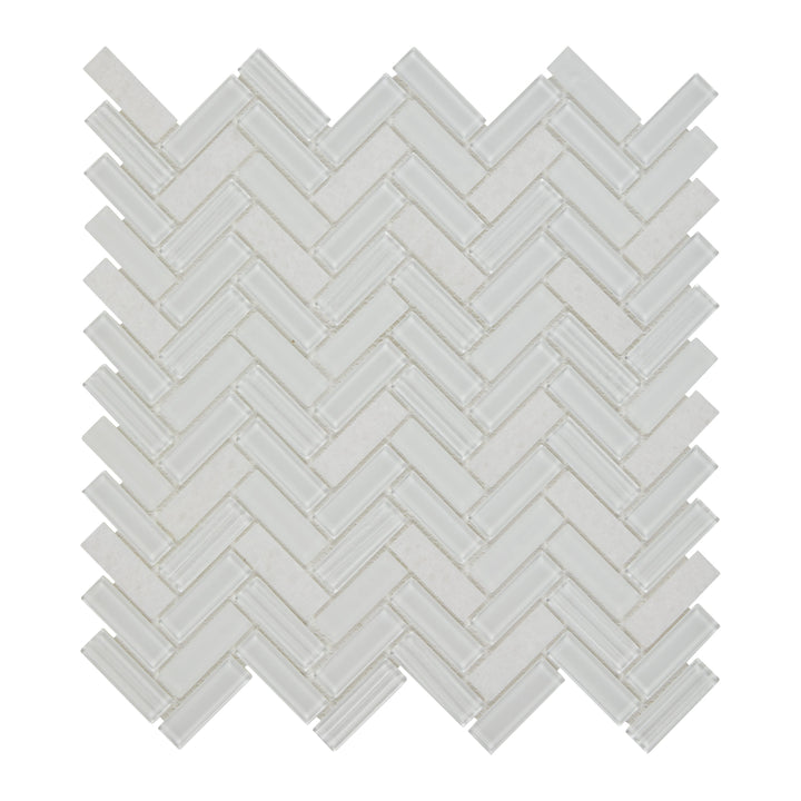 Daltile Serentina Bliss 12-in x 12-in Multi-finish Glass Herringbone Mosaic Wall Tile product image