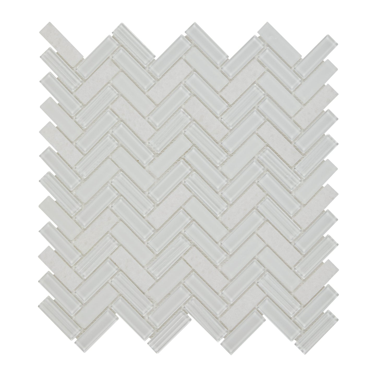Daltile Serentina Bliss 12-in x 12-in Multi-finish Glass Herringbone Mosaic Wall Tile product image