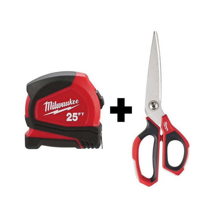 25 ft. Compact Tape Measure W/ Jobsite Straight Scissors - Super Arbor