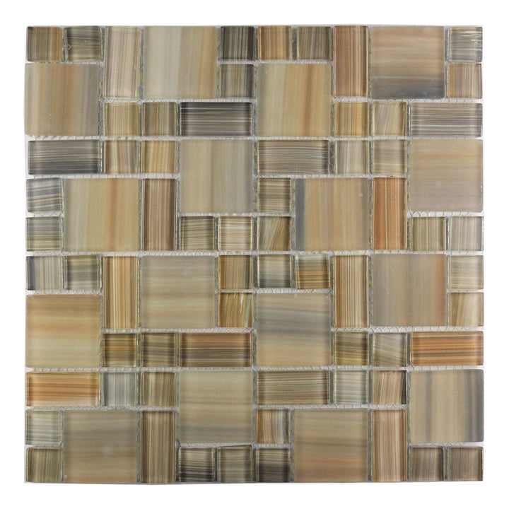 Abolos Handicraft II Beige 12-in x 12-in Multi-finish Glass Patterned Mosaic Wall Tile product image