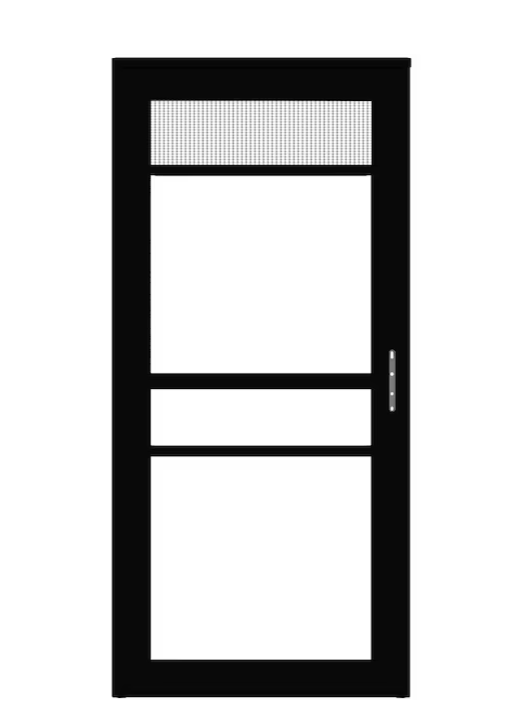 LARSON Platinum 36-in x 96-in Obsidian (Black) Full-view Retractable Screen Aluminum Storm Door Right-Hand Outswing