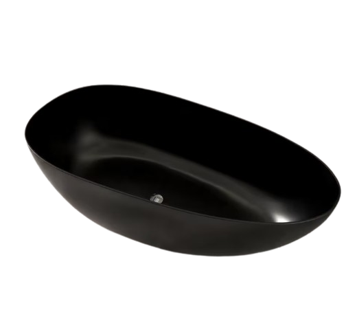 Luna 67 in. x 33.5 in. Stone Resin Solid Surface Matte Flatbottom Freestanding Soaking Bathtub in Black