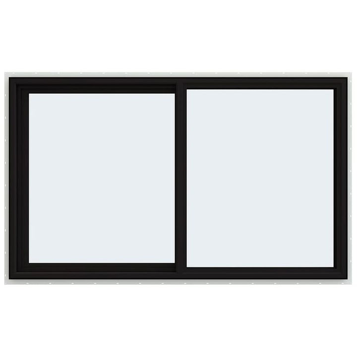 JELD-WEN FiniShield V-4500 59-1/2-in x 35-1/2-in x 3-in Jamb Left-operable Vinyl Black Sliding Window Full Screen Included