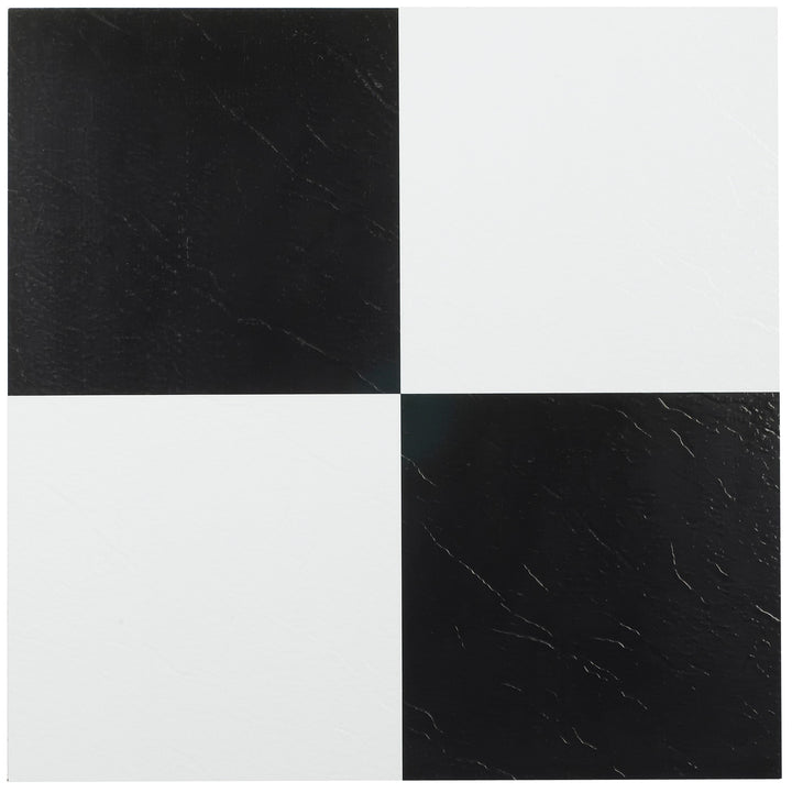 ACHIM Tivoli Black and White 12 in. x 12 in. Peel-and-Stick Checkered Vinyl Tile, 45 sq. ft./Case