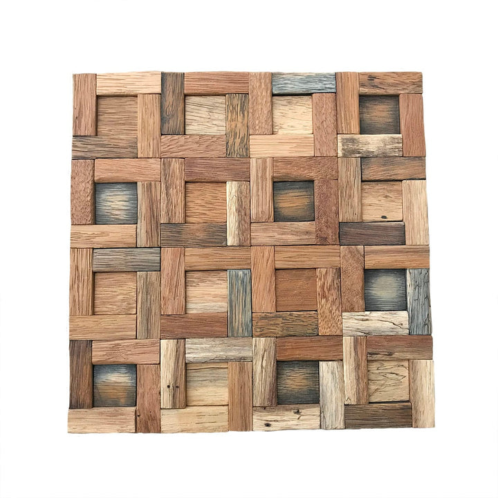 Ekena Millwork Reclaimed Boat Wood Freeport Reclaimed 12-in x 12-in Natural Wood Wood look Pinwheel Mosaic Wall Tile product image