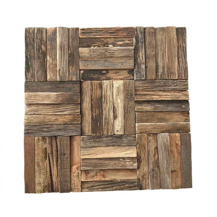 Ekena Millwork Reclaimed Boat Wood Weave Reclaimed 12-in x 12-in Natural Wood Wood look Basketweave Mosaic Wall Tile product image