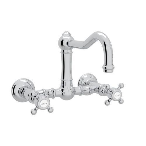 Rohl Italian Kitchen Acqui Polished Chrome 2-Handle Wall-Mount Bridge Handle Kitchen Faucet