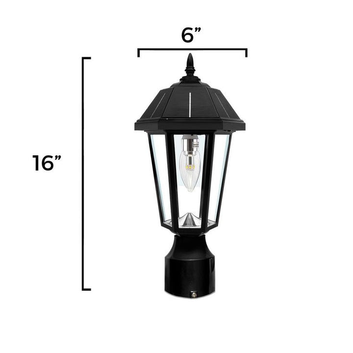Topaz Outdoor Black Solar Integrated LED Post Light with 3 Mounting Options and GS Solar LED Light Bulb