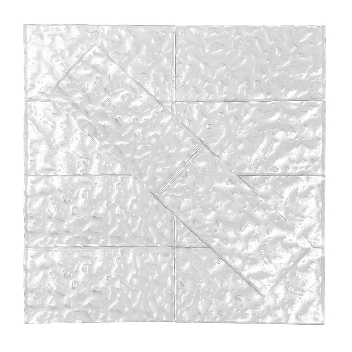 Abolos Metaliics Metallic Silver Textured 3-in x 6-in Glossy Glass Cement look Wall Tile product image