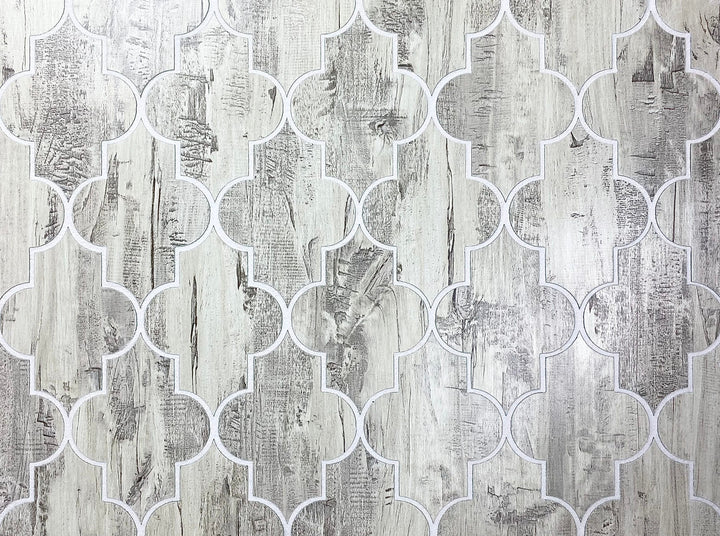 Abolos Nature Birchwood Gray 12-in x 12-in Matte Glass Wood look Arabesque Mosaic Wall Tile product image