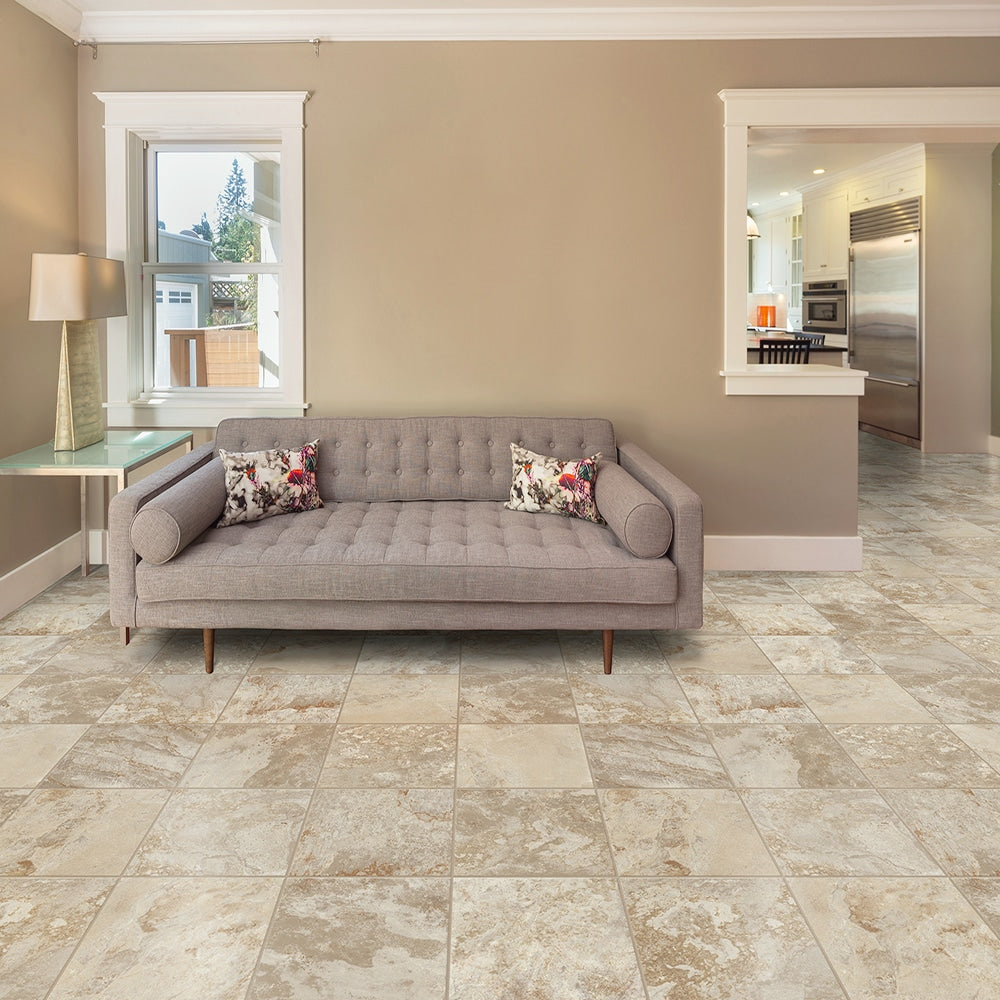 Congoleum ArmorCore Pro Canyon View Sheet Vinyl, Adobe Cream, Stone Look, Low-Gloss, 12-ft W x Cut-to-Length