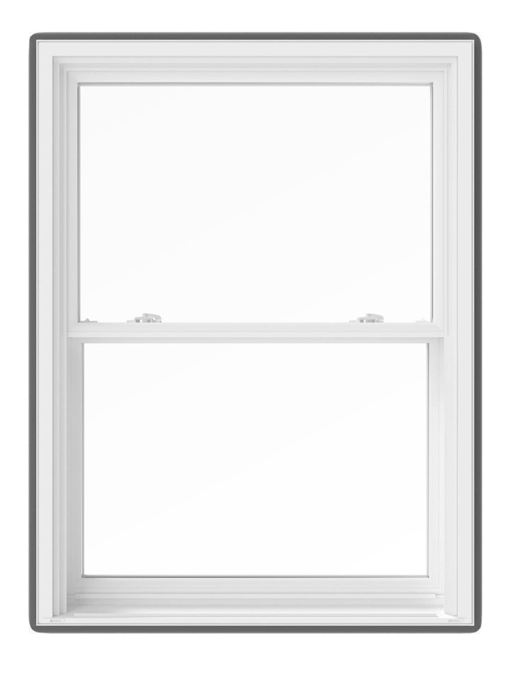 Pella 150 Series Replacement 29-1/2-in x 53-1/2-in White Vinyl Low-E Argon Double-Hung Window, Full Screen Included