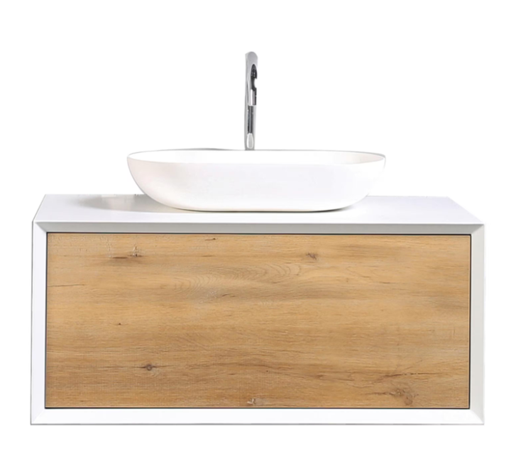 Santa Monica 36 in. W x 22 in. D x 16 in. H Single Bath Vanity in White with White Vessel Sink