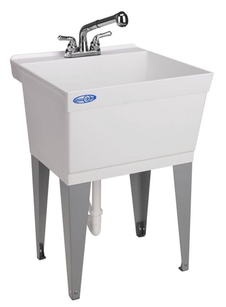Mustee UtilaTub 23" White Thermoplastic Floor-Mount Laundry Sink with Faucet