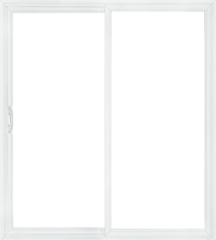 JELD-WEN V-4500 72-in x 80-in 4-9/16-in Low-e Argon White Vinyl Sliding Left-Hand Sliding Double Patio Door Screen Included