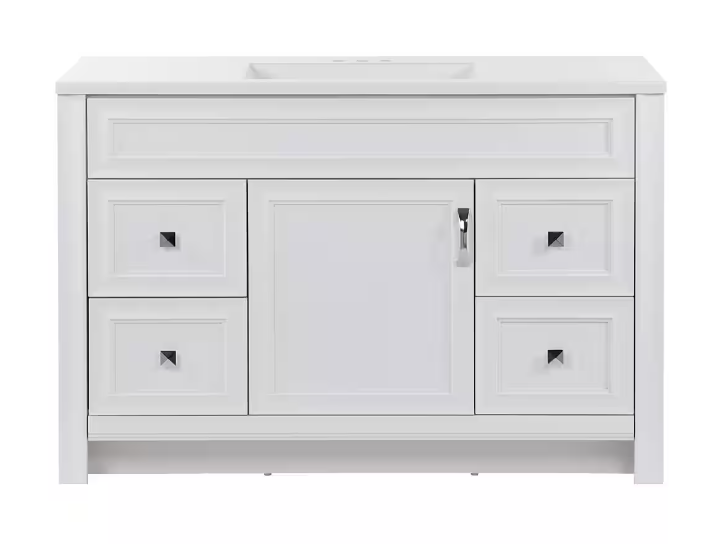 Candlesby 48 in. W x 19 in. D x 33 in. H Single Sink Freestanding Bath Vanity in White with White Cultured Marble Top