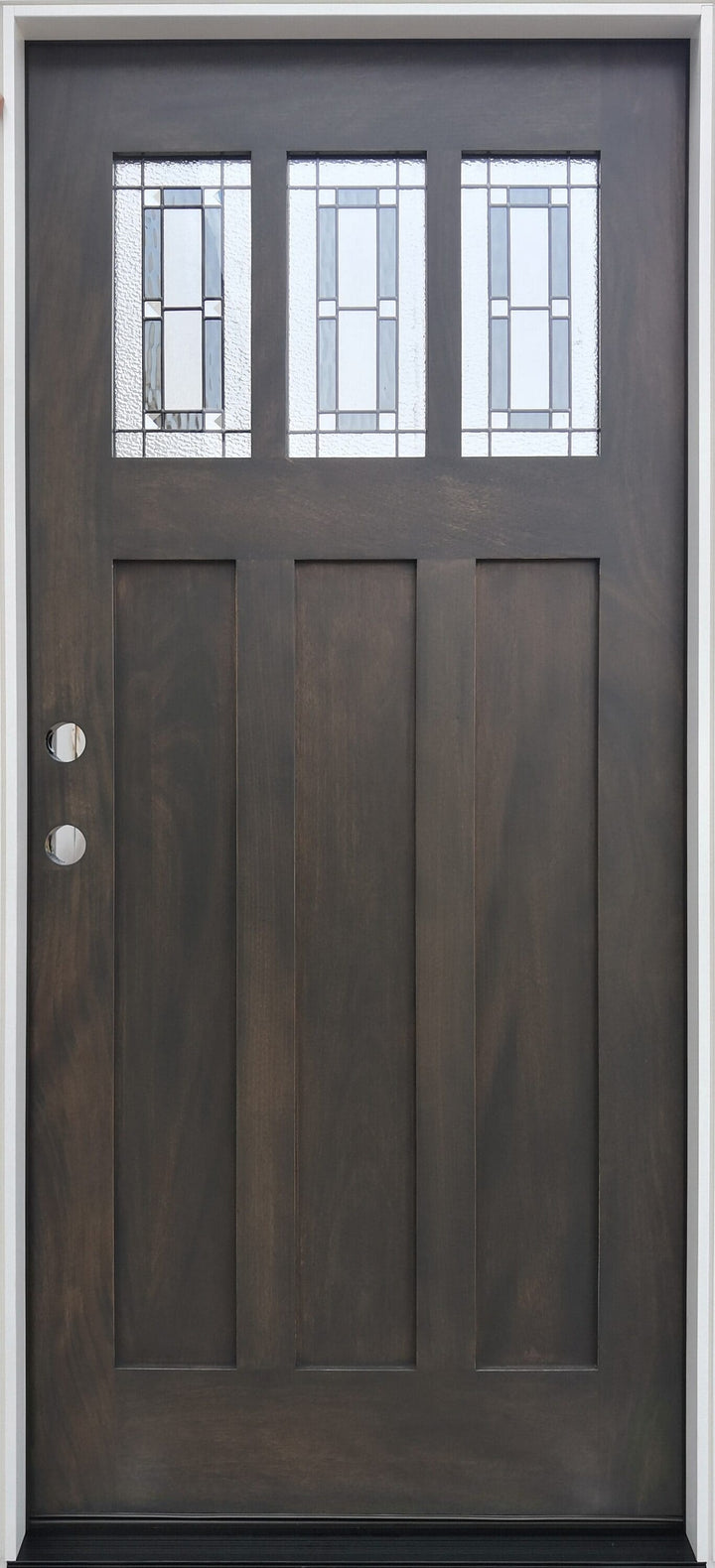 Creative Entryways Craftsman Ash Stained Prehung Front Door with Decorative Glass