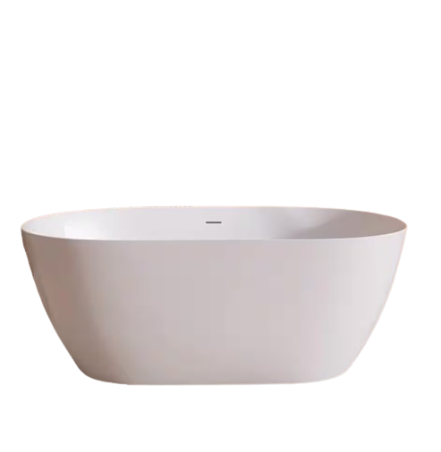 59 in. x 30 in. Oval Free Standing Tub Freestanding Soaking Bathtub With Removable Drain Alone Soaker Bath Tub in White
