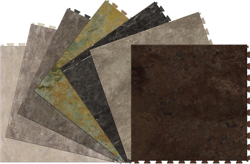 Perfection Floor Tile Stonecraft Collection Pacific Slate/Satin 20-in x 20-in Water-Resistant Interlocking Luxury Flooring, 16.7-sq ft Carton