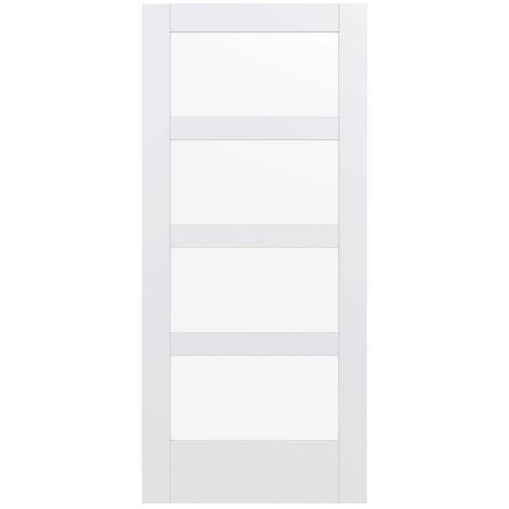 36 in. x 80 in. MODA Primed PMC1044 Solid Core Wood Interior Door Slab w/Clear Glass
