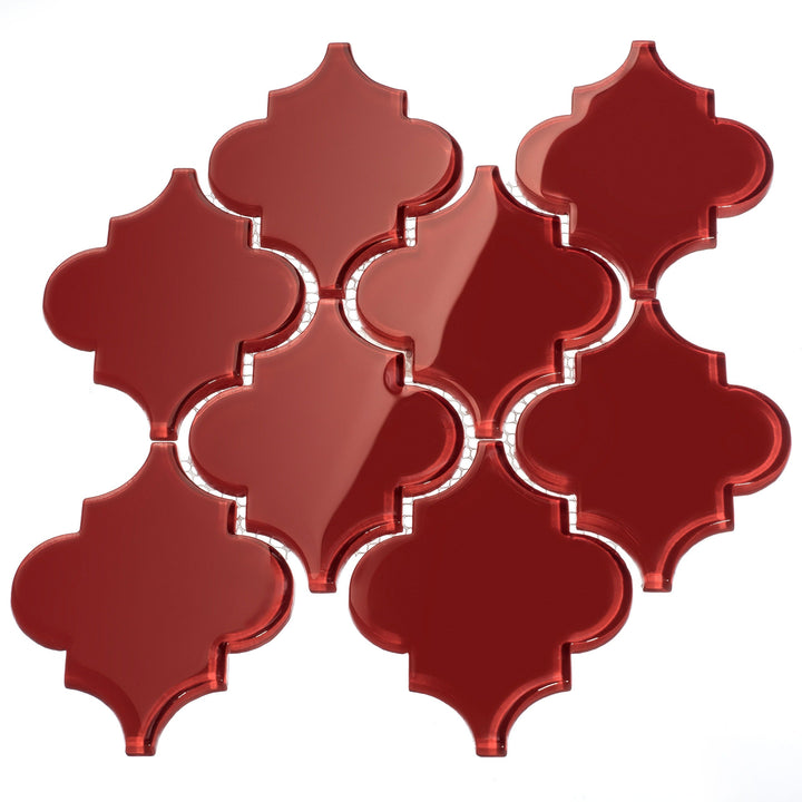 Giorbello Arabesque Mosaic Ruby Red 4-in x 4-in Glossy Glass Wall Tile (7.89-sq. ft/ Carton)