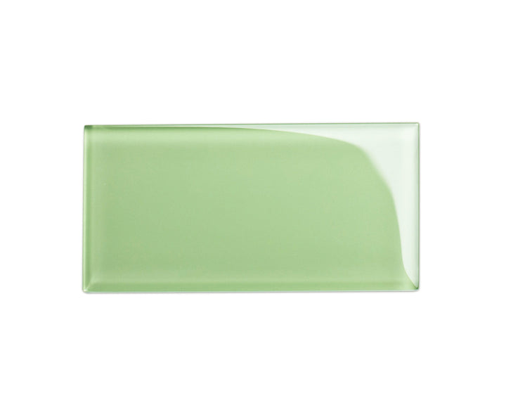 Giorbello (Sample) 3x6 Glass Subway Tiles Powder Room Green 3-in x 6-in Glossy Glass Brick Subway Wall Tile