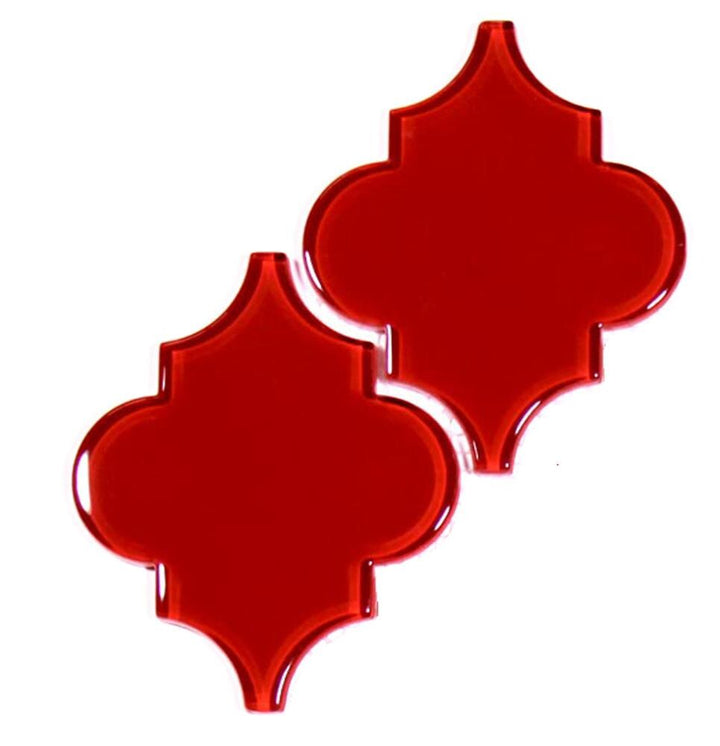 Giorbello (Sample) Glass Arabesque Tiles Ruby Red 4-in x 6-in Glossy Glass Lantern Subway Wall Tile