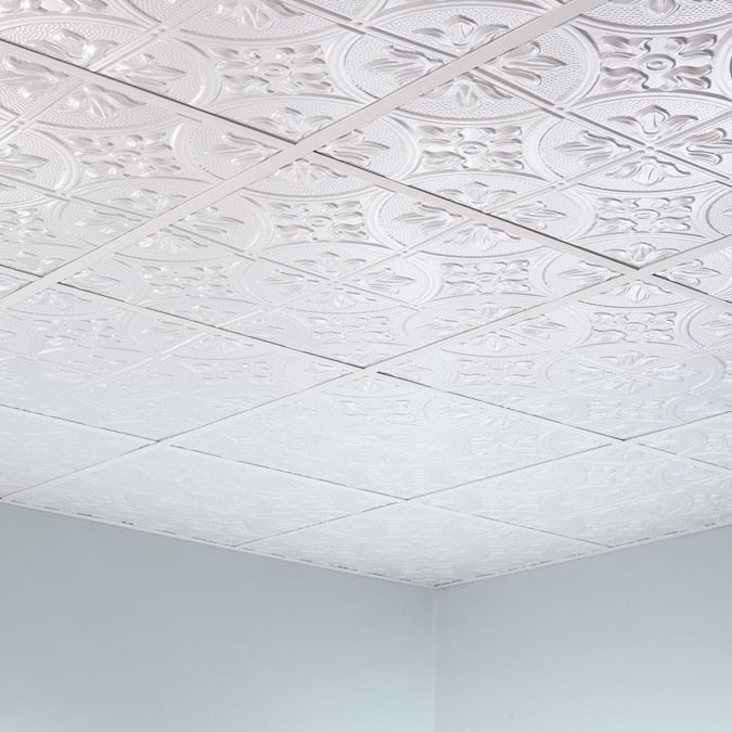 Fasade 2-ft x 2-ft Traditional 2 Gloss White PVC Drop Ceiling Tile (5-Pack, 20-sq ft / Case)