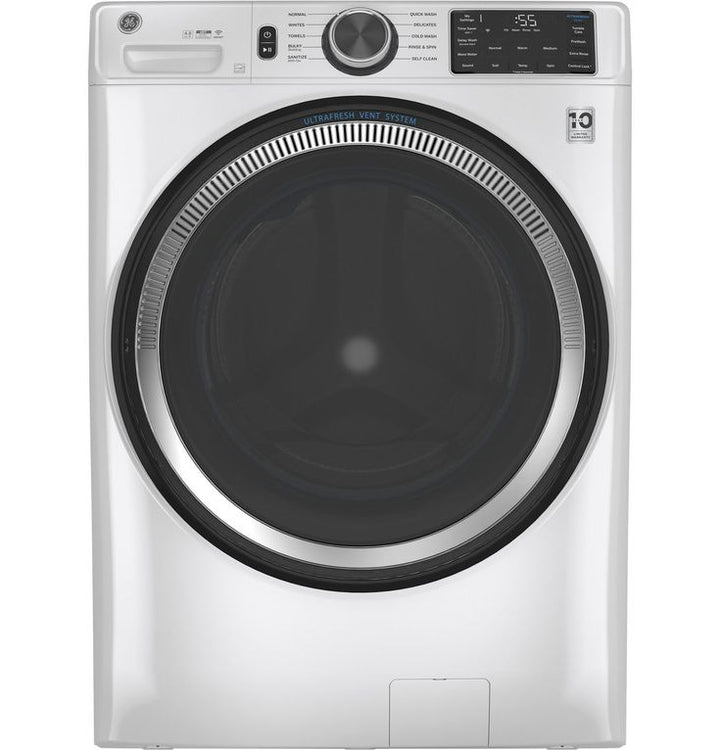GE 32 in. 4.8 cu. ft. White Front Load Washing Machine with OdorBlock UltraFresh Vent System and Sanitize with Oxi