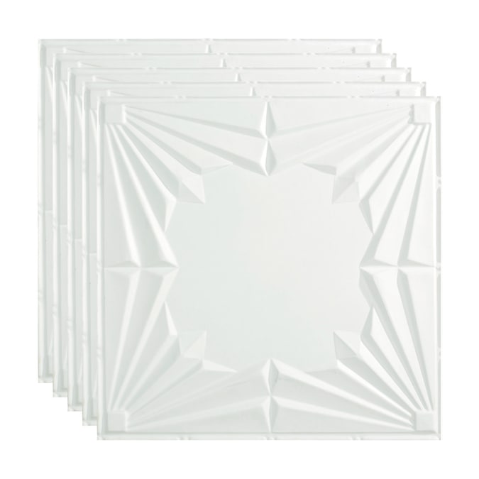 Fasade 2-ft x 2-ft Art Deco Gloss White PVC Drop Ceiling Tile (5-Pack, 20-sq ft / Case)