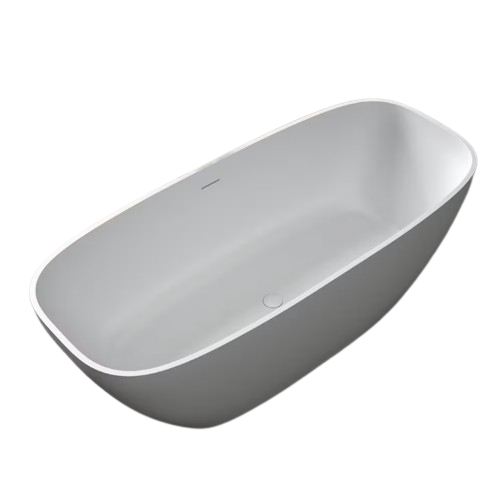 Milan 67 in. Stone Resin Solid Surface Matte Flatbottom Freestanding Bathtub in White