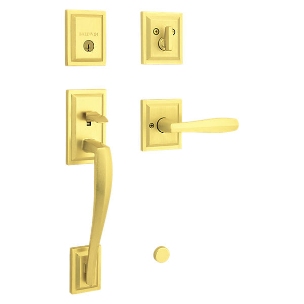 Torrey Pines Satin Brass/Gold Low Profile Single Cylinder Entry Door Handleset with Torrey Lever, SmartKey Security