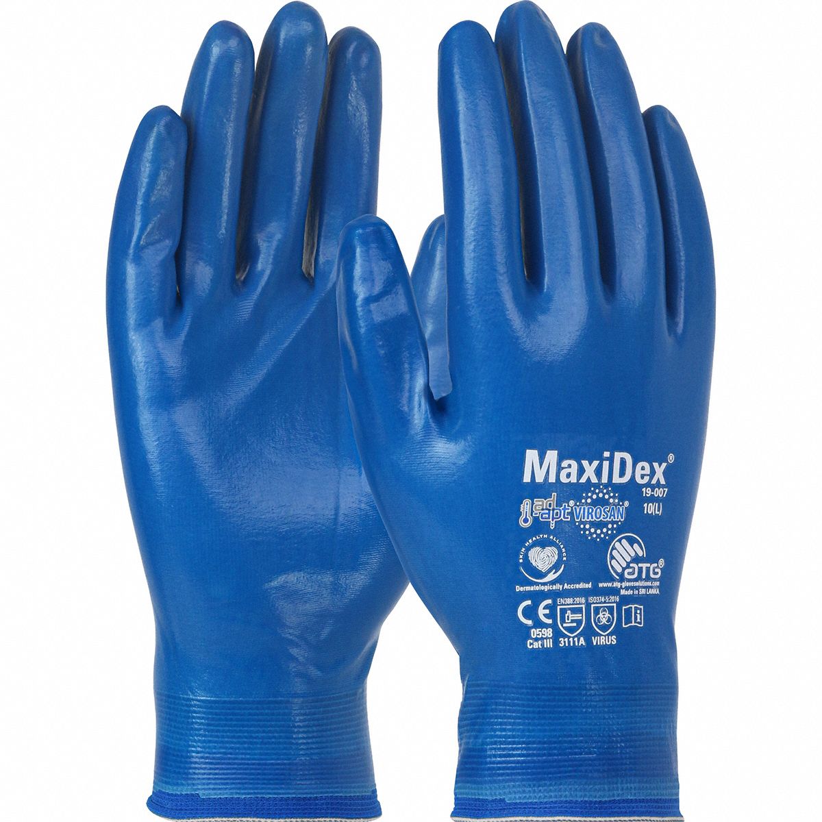 PIP MaxiDex™ Nitrile-Coated Knit Gloves - XL, Blue, Full Finger