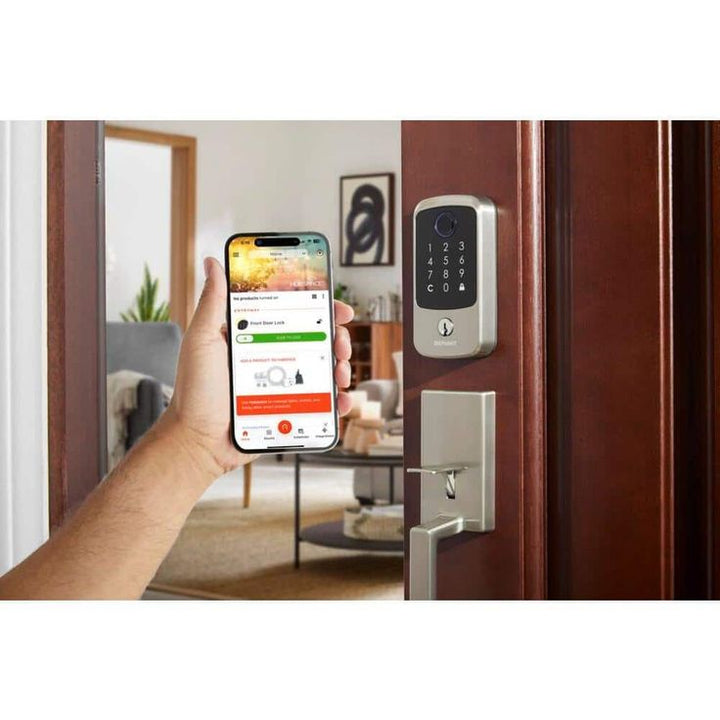 Defiant Hubspace Satin Nickel Square Biometric Fingerprint Electronic Touchpad Deadbolt