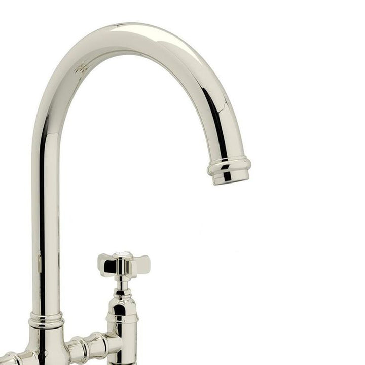 Rohl Country Kitchen Polished Nickel 2-Handle Deck-Mount Bridge Handle Kitchen Faucet