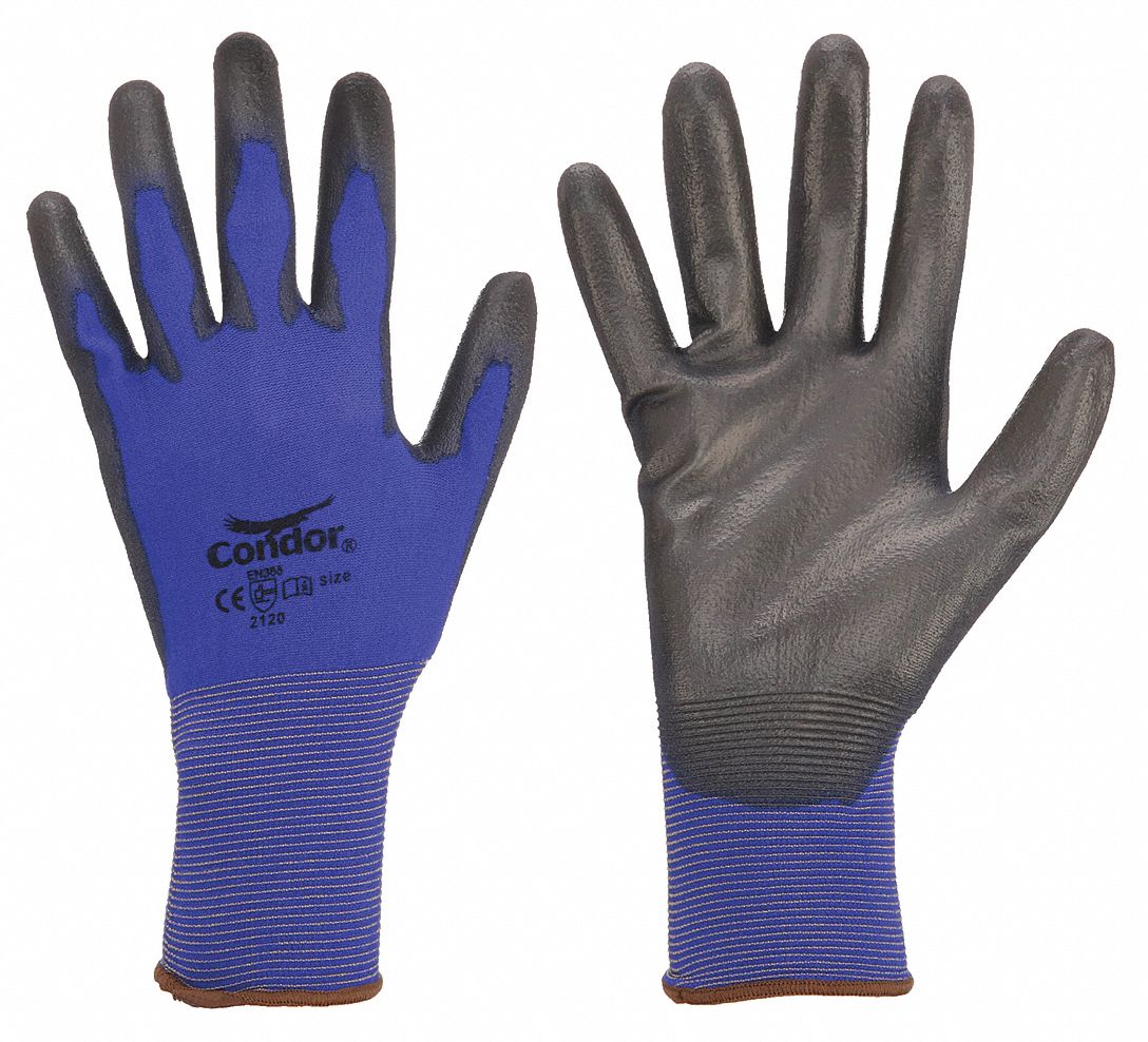 CONDOR Polyurethane Palm-Coated Gloves S(7) - Blue