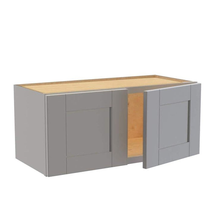 Home Decorators Collection Washington Veiled Gray Plywood Shaker Assembled Wall Kitchen Cabinet Soft Close 27 W in. 12 D in. 12 in. H