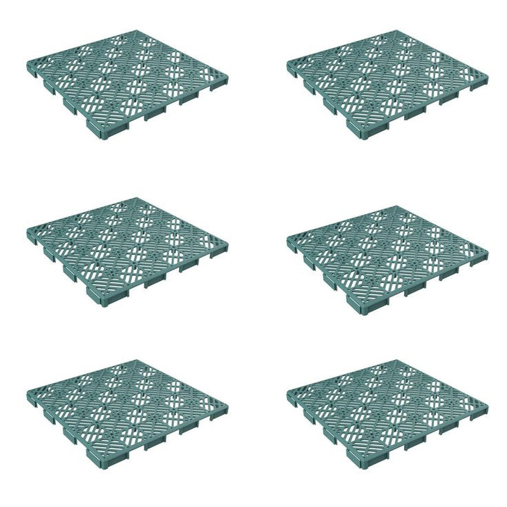 Pure Garden Patio and Deck Tiles, Polypropylene, Diamond Pattern, Set of 6, Green