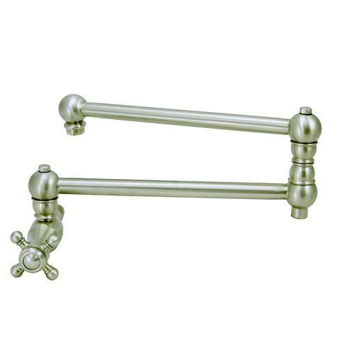 Mico Designs Pot Filler Satin Nickel 1-Handle Wall-Mount Pot Filler Handle Kitchen Faucet