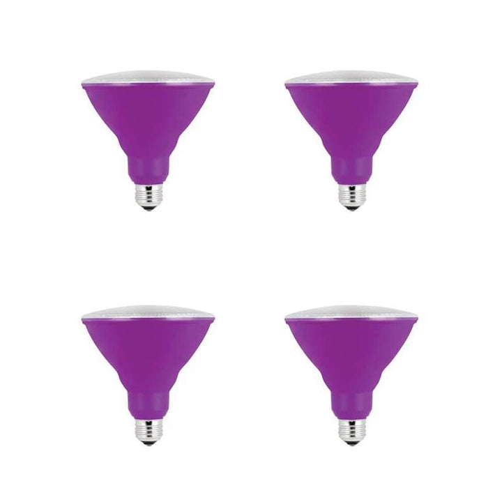Feit Electric 90-Watt Equivalent PAR38 LED Weatherproof Purple Color Light Bulb (4-Pack)