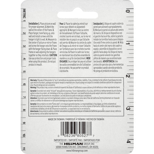 Hillman AnchorWire Silver Flush-Mount Picture Hangers, Large, 3 lb Capacity, 2 Pack