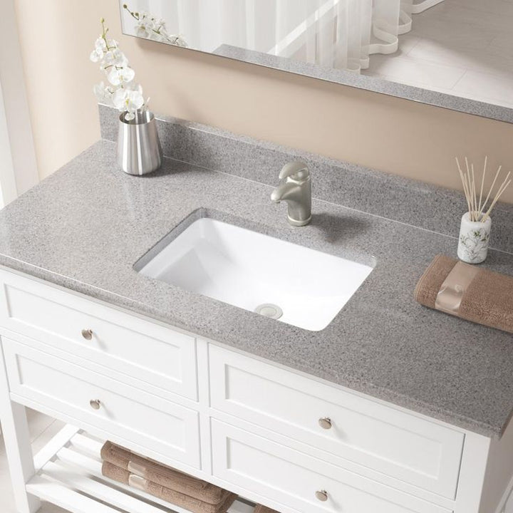 MR Direct Undermount Porcelain Bathroom Sink in White with Pop-Up Drain in Brushed Nickel