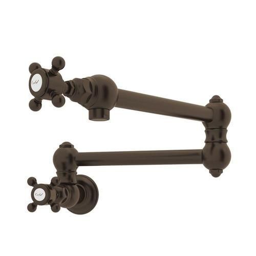 Rohl Italian Kitchen Tuscan Brass 2-Handle Wall-Mount Pot Filler Handle Kitchen Faucet