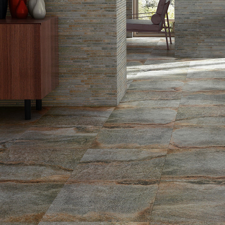 Acadia Iron Gray 24x48 Matte Porcelain Tile - Slate Look