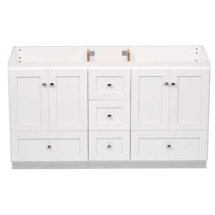 Shaker 60 in. W x 21 in. D x 34.5 in. H Vanity for Double Basins Cabinet Only in Natural Alder - Super Arbor
