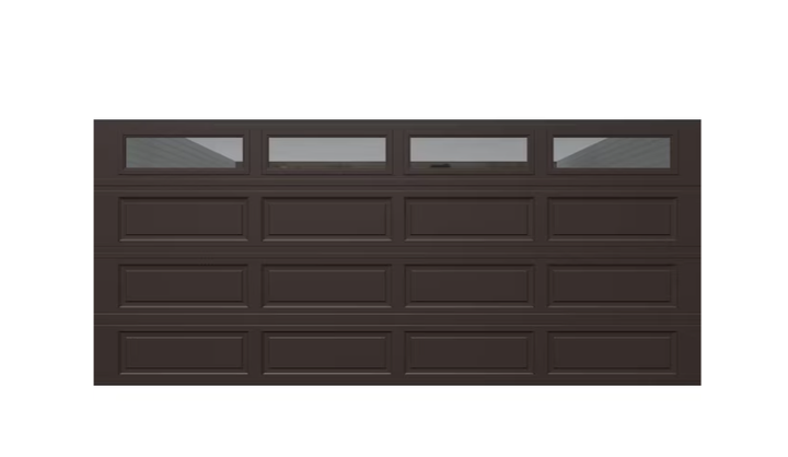 Wayne Dalton Classic Steel Model 9100 16-ft x 7-ft Insulated Brown Double Garage Door with Windows